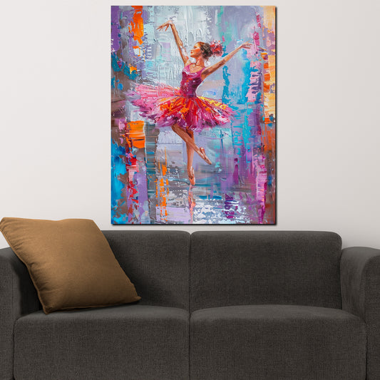 Wandbild abstrakt Ballerina in lebhaften Farben