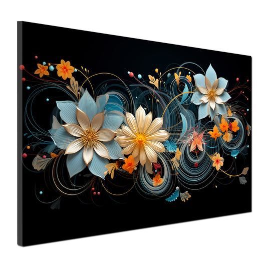 Wandbild abstrakt Blumen Black Style