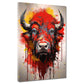 Wandbild abstrakt Bull Red Pop Art