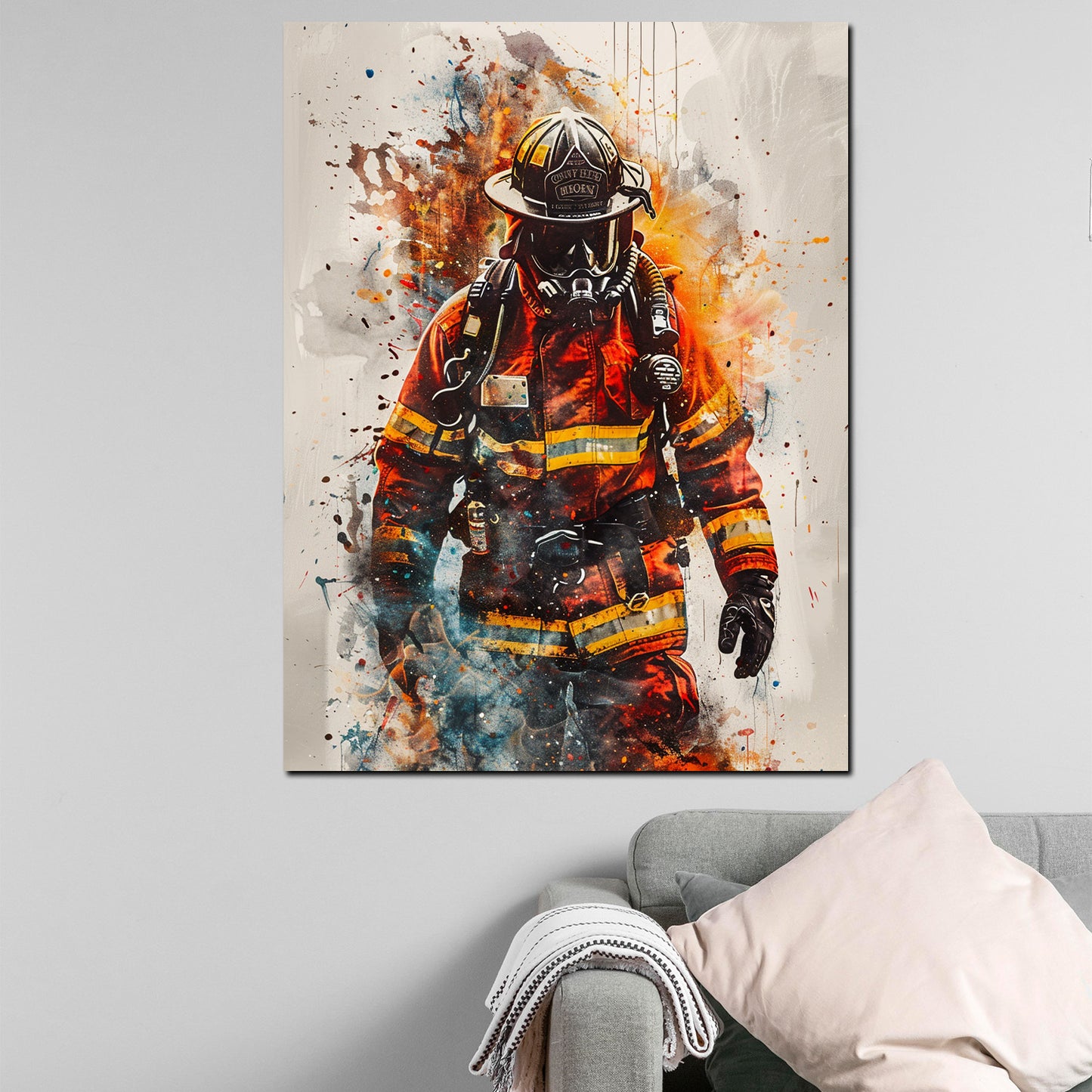 Wandbild abstrakt Feuerwehrmann abstrakt Pop Art fire style