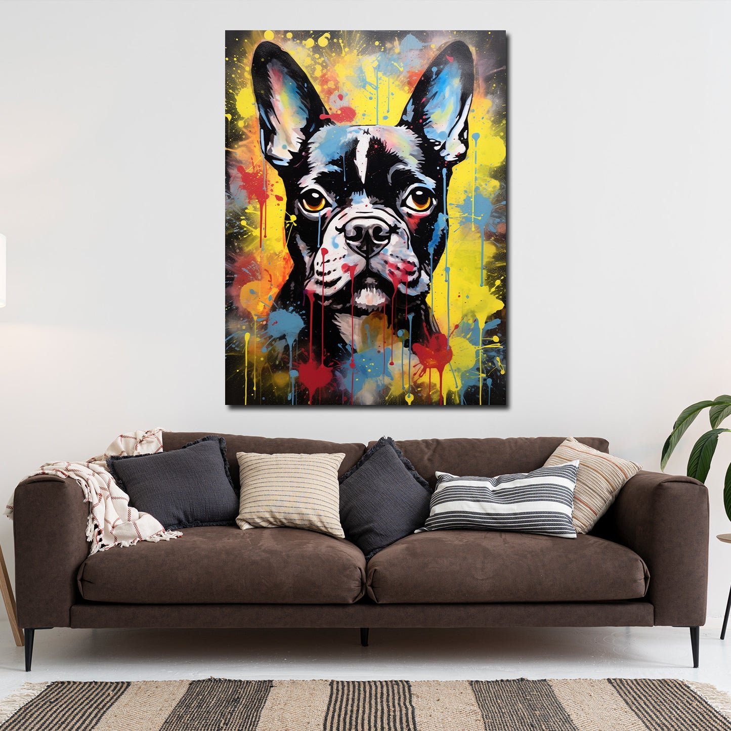 Wandbild abstrakt Französische Bulldogge Street Art Colour