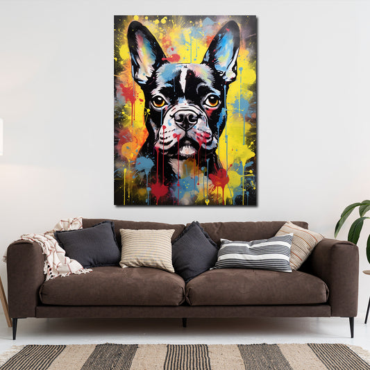 Wandbild abstrakt Französische Bulldogge Street Art Colour