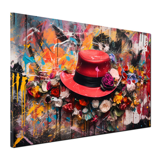 Wandbild abstrakt Hut mit Blumen Colour Style