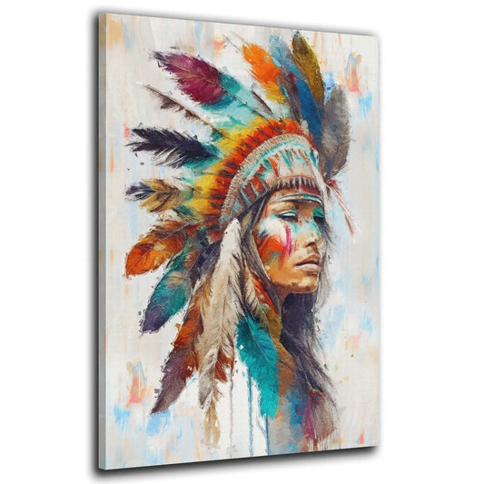 Wandbild abstrakt Indianerin Frau Apache