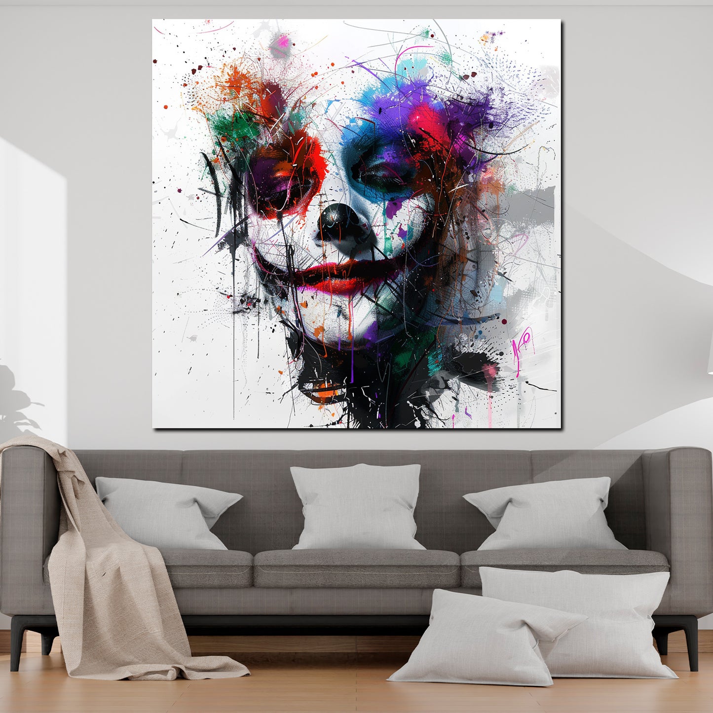 Wandbild abstrakt Joker in farbenfrohem Pop Art