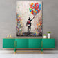 Wandbild abstrakt Junge mit bunten Luftballons