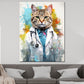 Wandbild abstrakt Katze als Doktor Pop Art