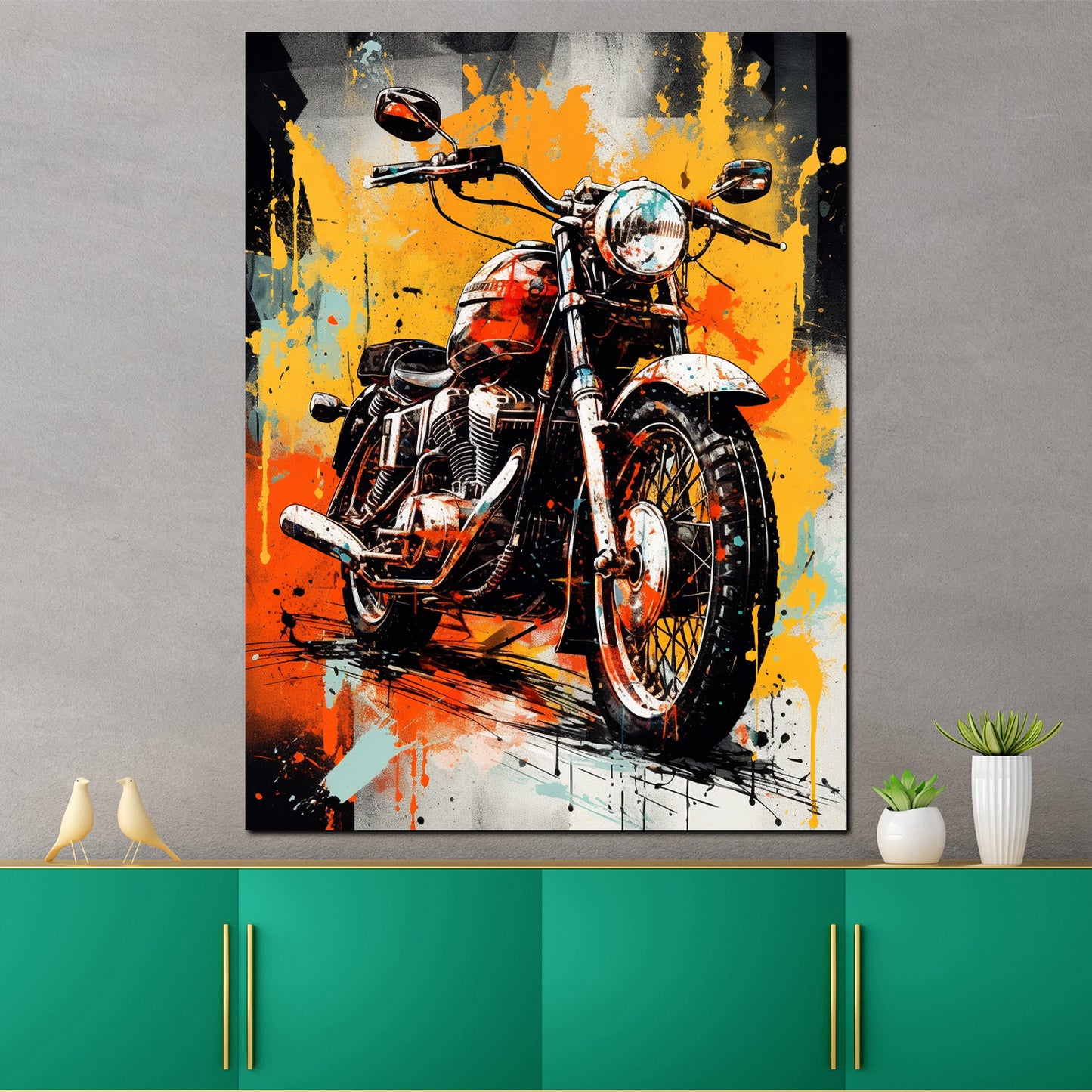 Wandbild abstrakt Motorrad Street Art Style