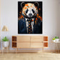 Wandbild abstrakt Panda im blauen Anzug Pop Art Splash