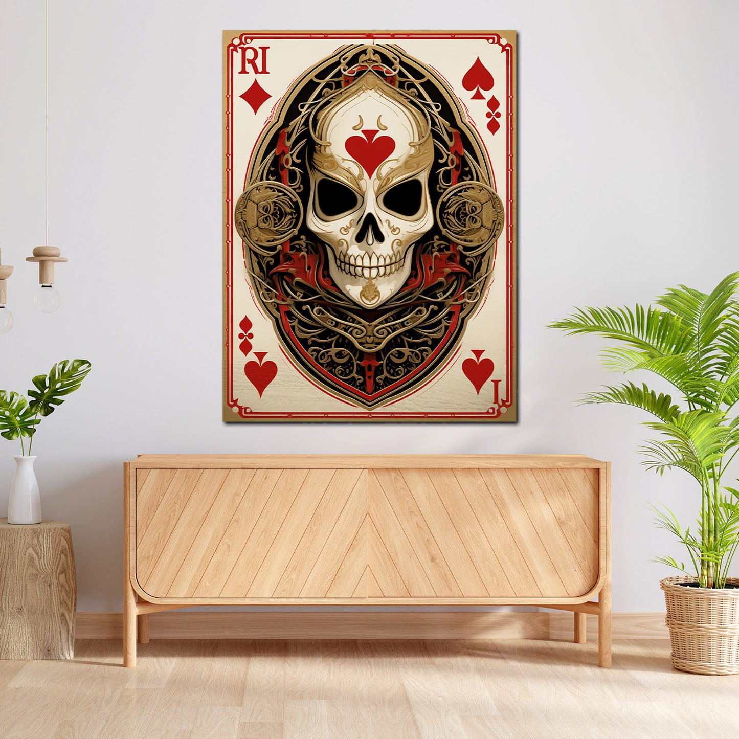 Wandbild abstrakt Pokerkarte Skull Style