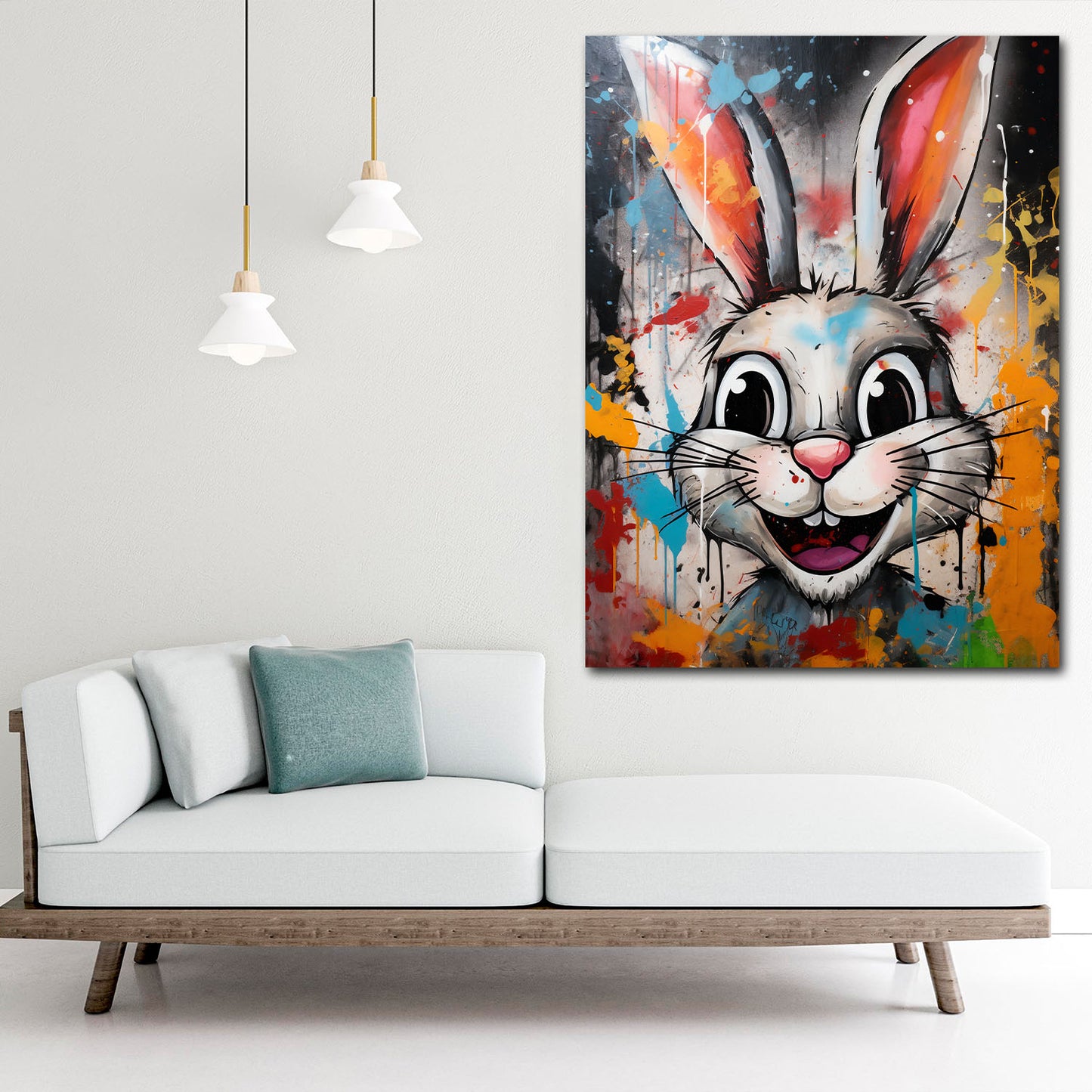 Wandbild abstrakt Pop Art White Rabbit, Hase