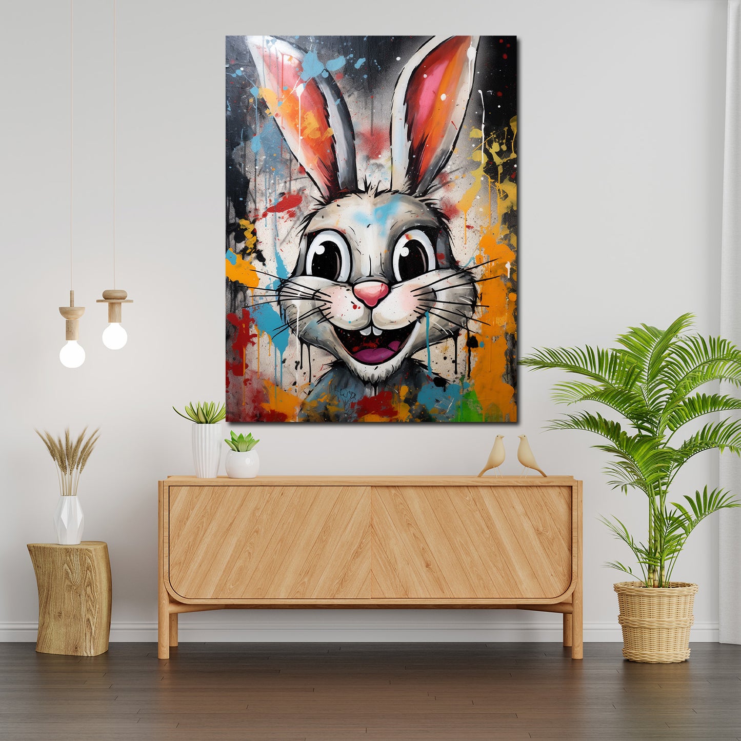 Wandbild abstrakt Pop Art White Rabbit, Hase