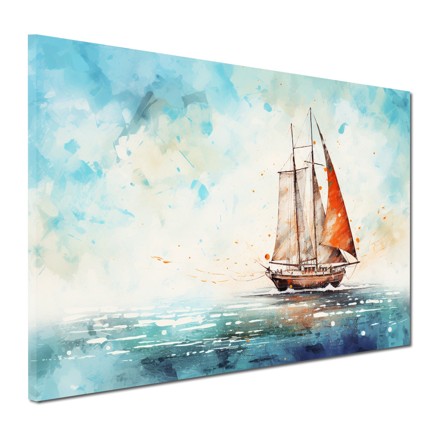 Wandbild abstrakt Segelschiff Blue Style