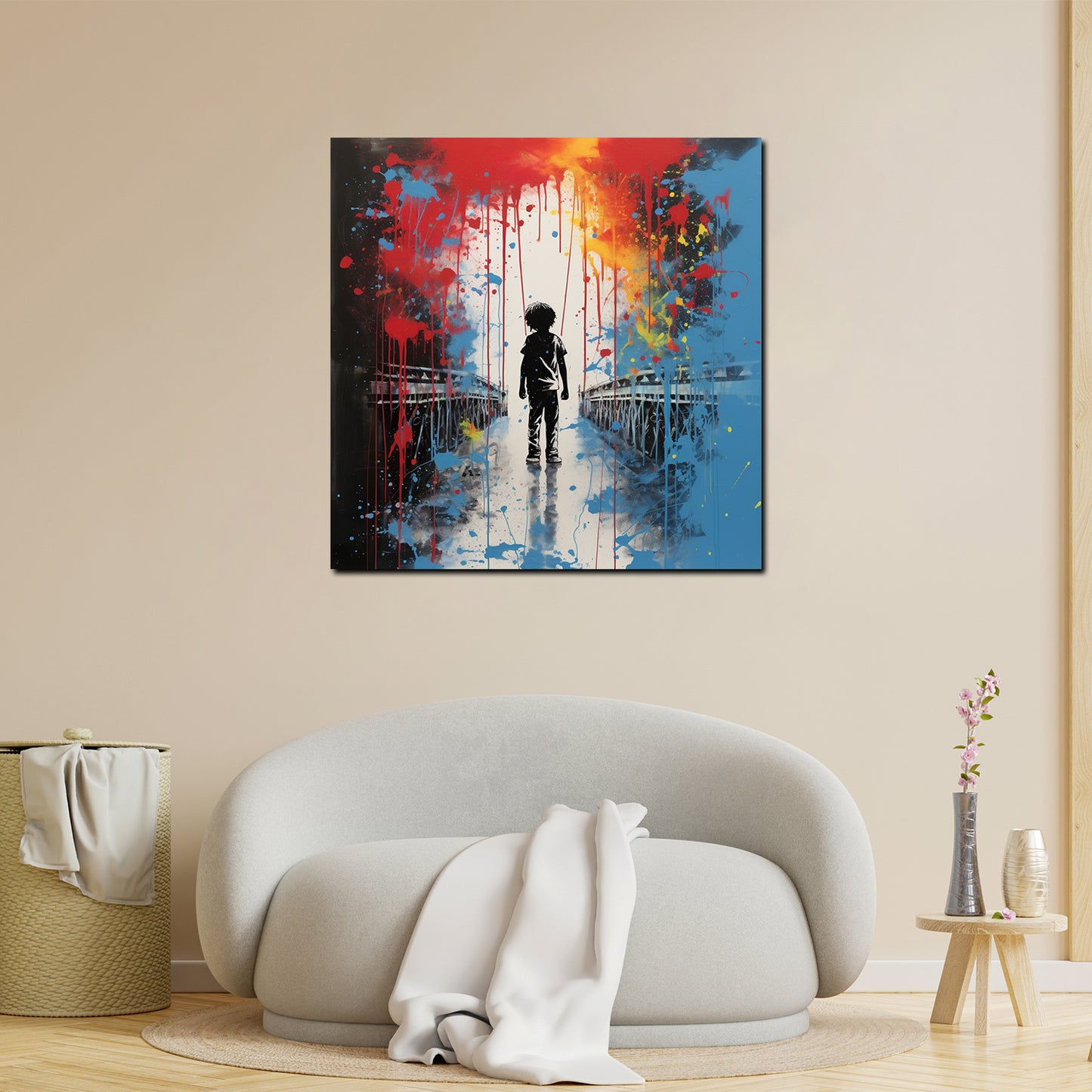 Wandbild abstrakt Street Art Bridge Blue Style