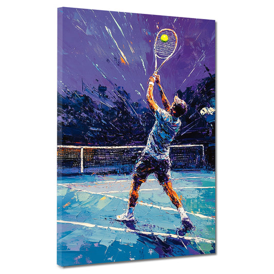 Wandbild abstrakt Tennis Spieler beim Aufschlag modern