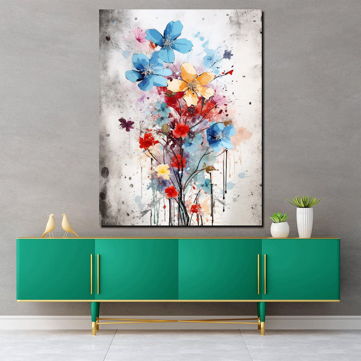 Wandbild abstrakt bunte Blumen