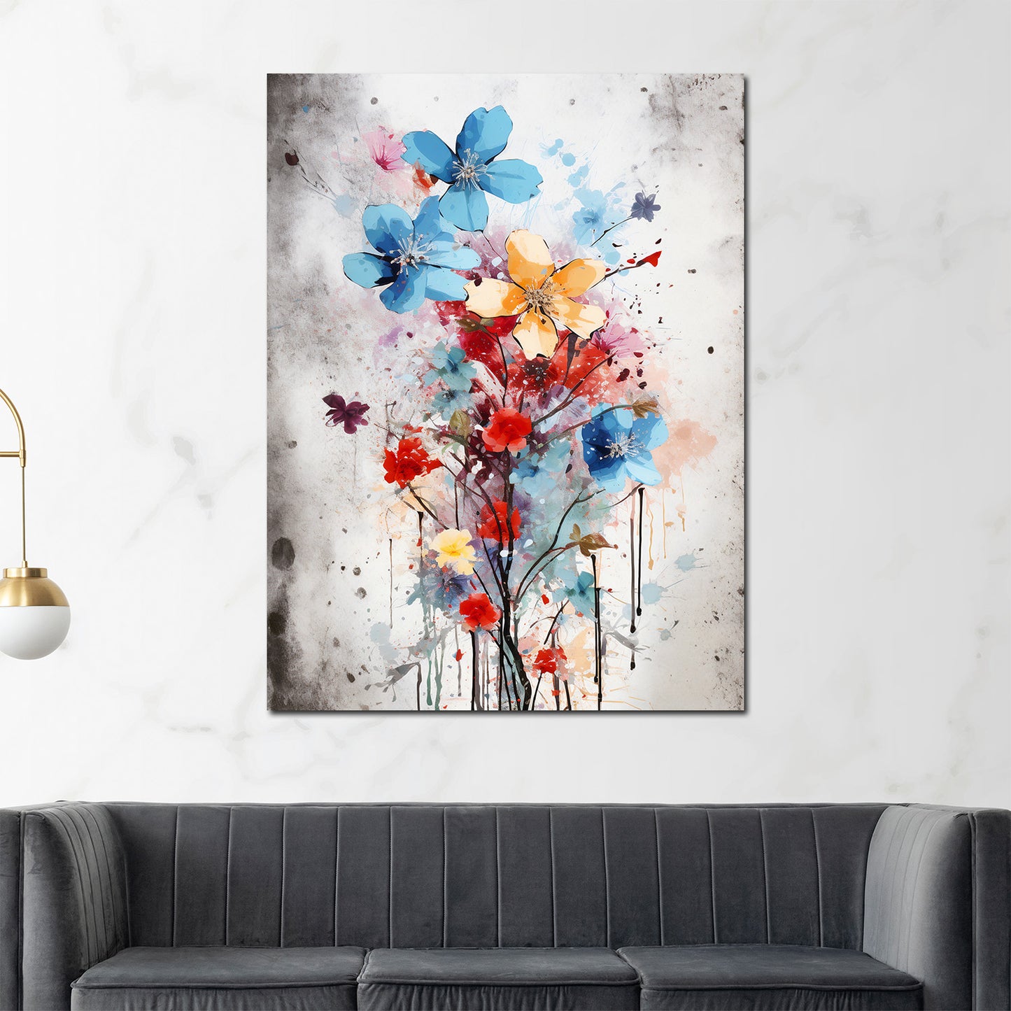 Wandbild abstrakt bunte Blumen