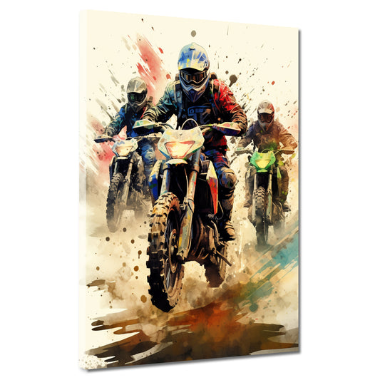 Wandbild abstrakt drei Biker Motocross