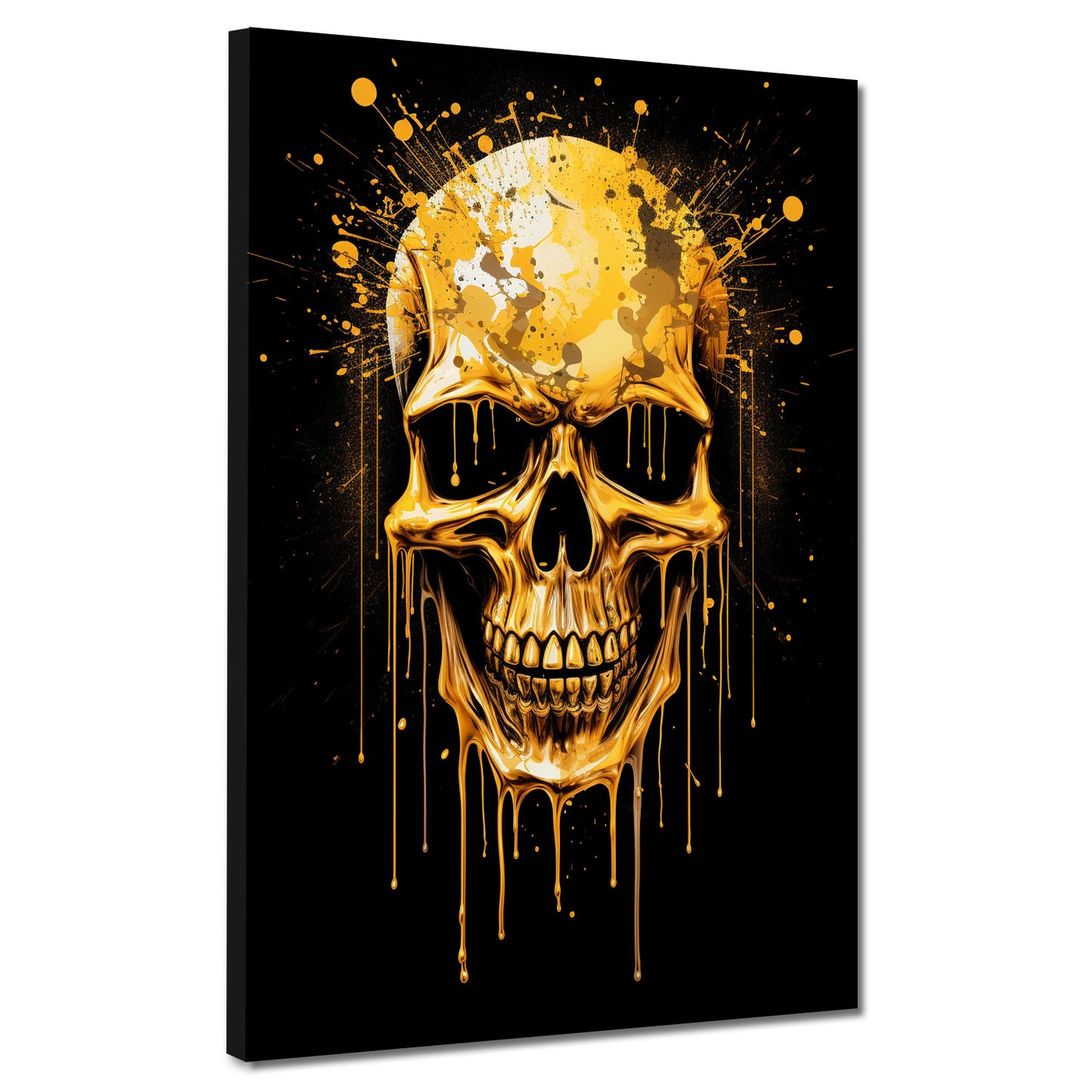 Wandbild abstrakt goldener Totenkopf Dark Style