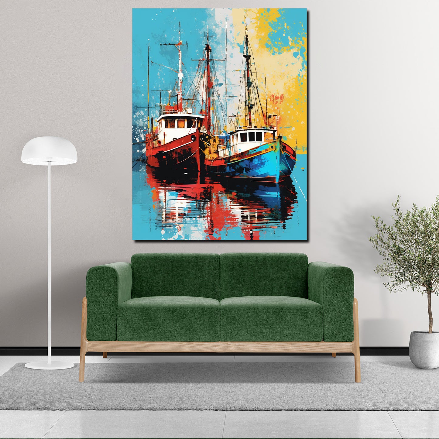 Wandbild abstrakt zwei Boote Painting Style