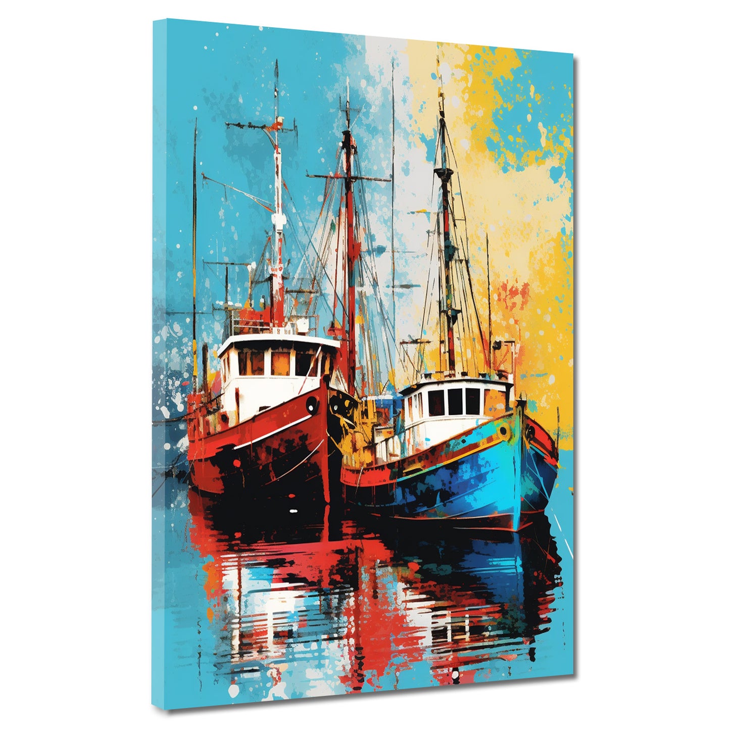 Wandbild abstrakt zwei Boote Painting Style