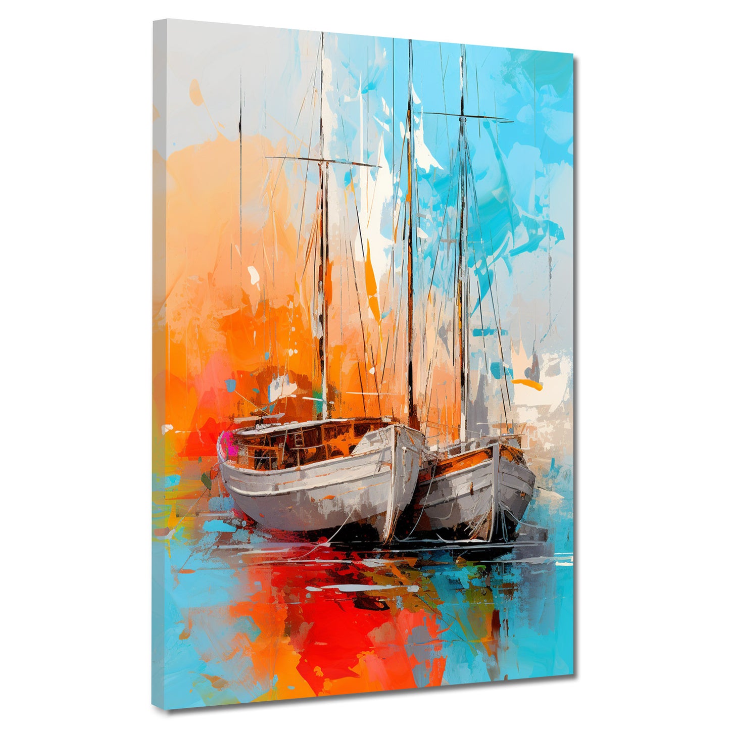 Wandbild abstrakt zwei Segelboote Painting Style