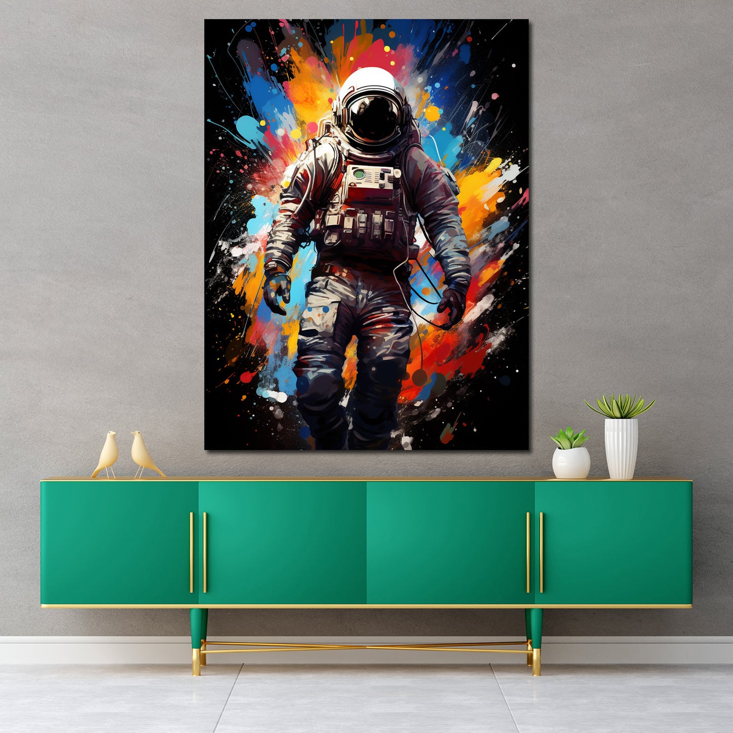 Wandbild abstrakte Kunst Astronaut, Pop Art Splash