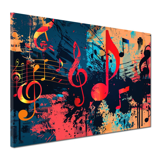 Wandbild mit abstrakten Musiknoten im bunten Pop Art Stil