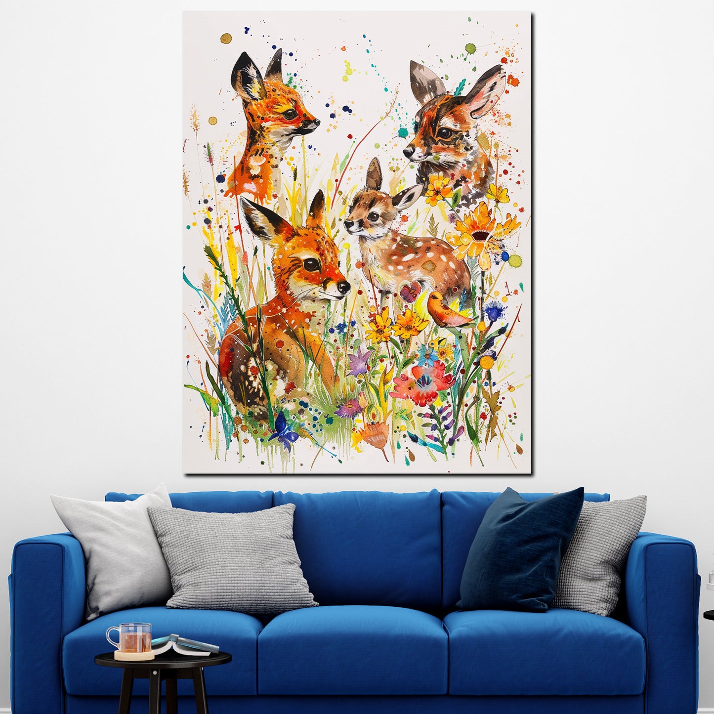 Wandbild abstrakte Rehe im bunten Wald