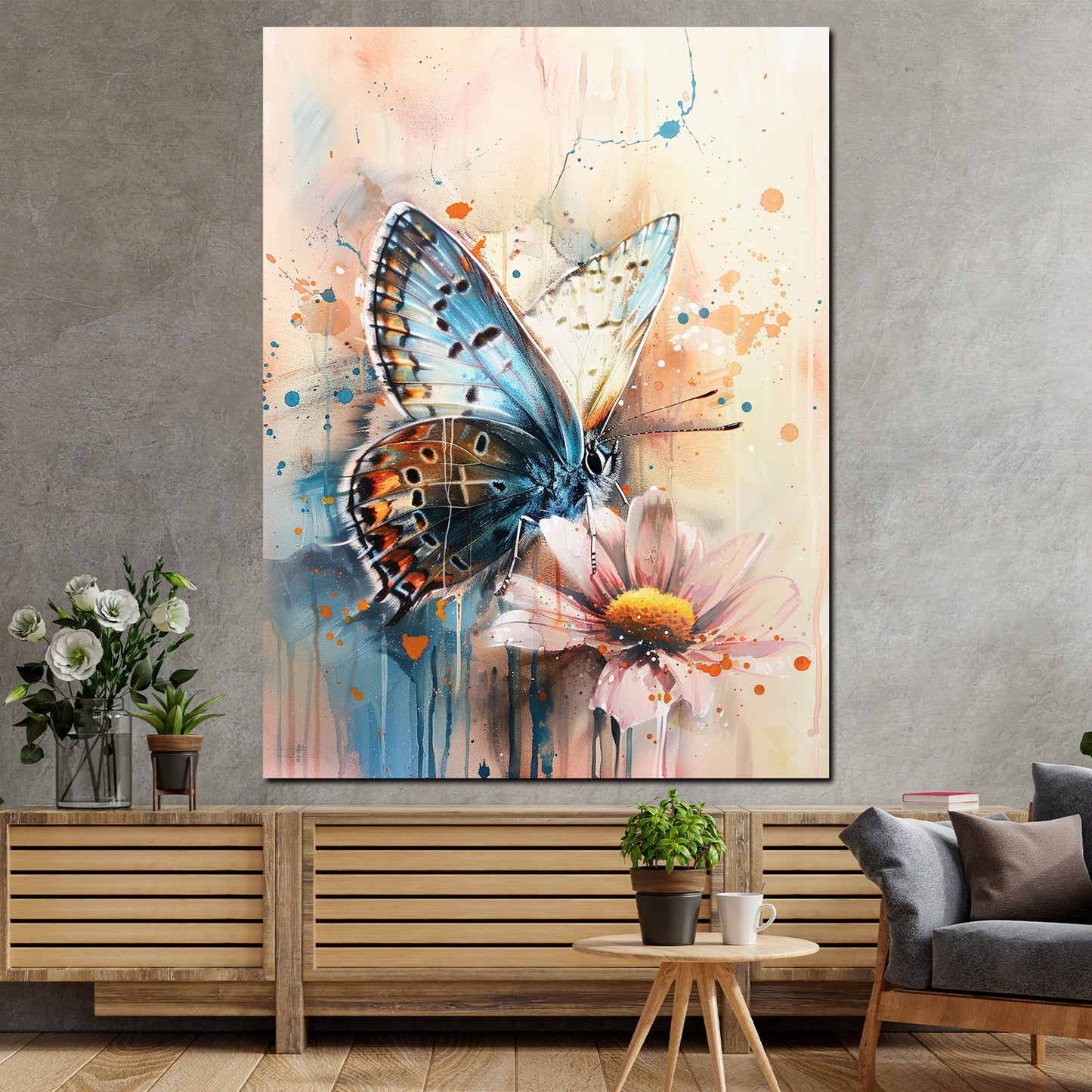 Wandbild abstrakter Schmetterling auf Blume