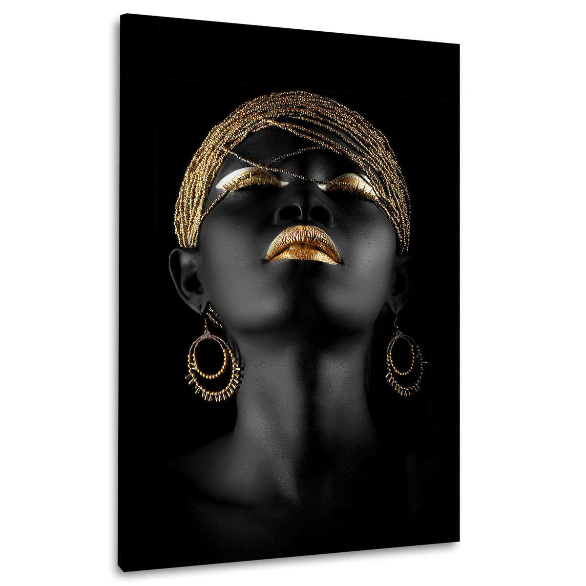 Afrikanische Frau Face Art Gold – Wandbild