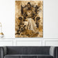 Wandbild afrikanische Frau mit Hund auf Thron Vintage Stil