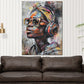 Wandbild afroamerikanische Frau Kopfhörer Pop Art