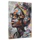 Wandbild afroamerikanische Frau Kopfhörer Pop Art