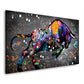 Wandbild bunter Stier Graffiti Black Style