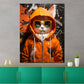 Wandbild coole Katze mit Jacke und Sonnenbrille Pop Art