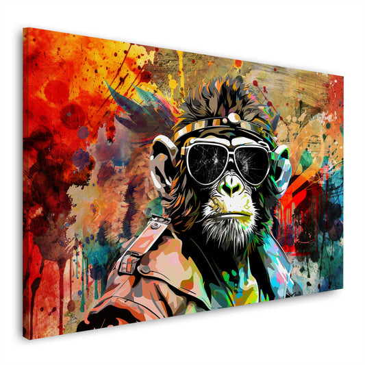 Wandbild cooler Affe mit Sonnenbrille Street Art Style