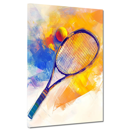 Wandbild farbenfroh Tennisschläger mit Ball modern sportlich