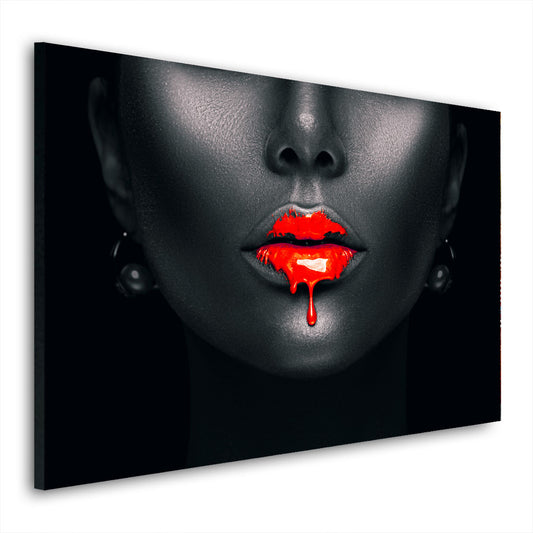 Wandbild Schönheit mit roten Lippen Face Art