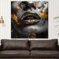 Wandbild goldene Lippen mit Glanzeffekten