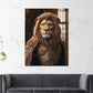 Wandbild königlicher Löwe in goldener Rüstung Anmut Stärke modern