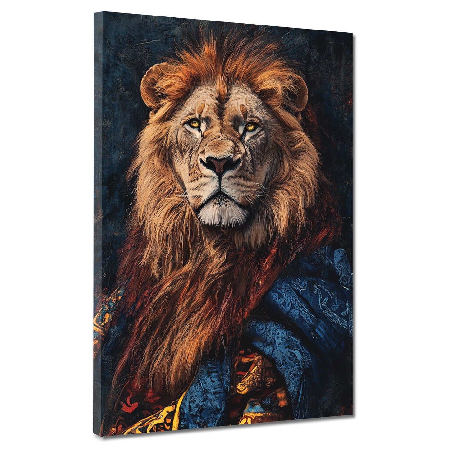 Wandbild königlicher Löwe in prachtvollem Gewand Stärke modern