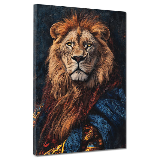 Wandbild königlicher Löwe in prachtvollem Gewand Stärke modern