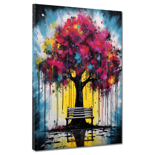 Wandbild modern Baum mit pinken Blättern