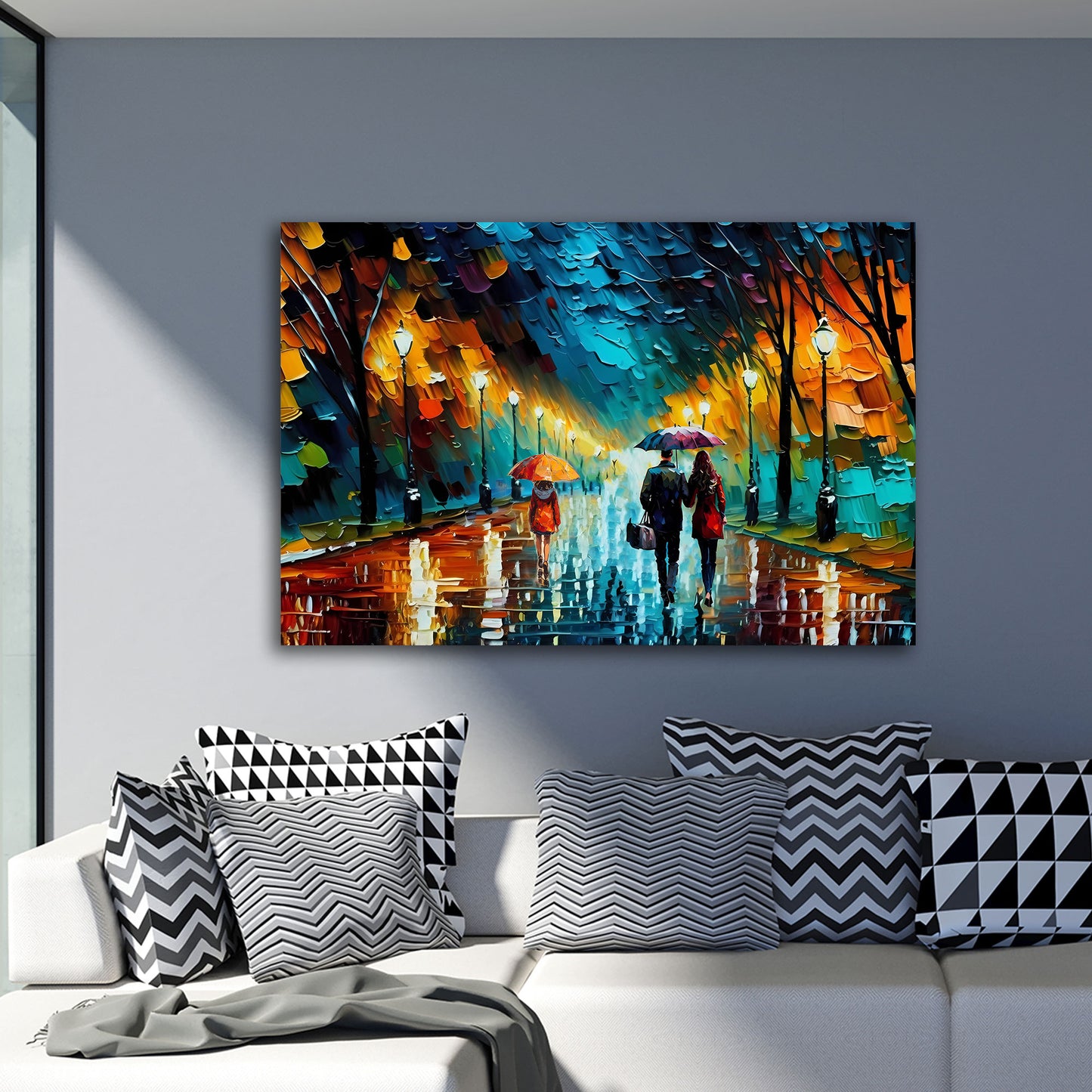 Wandbild regnerische Allee Painting Style