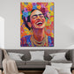 Wandbild strahlende Frida mit Blumen Pop Art bunt