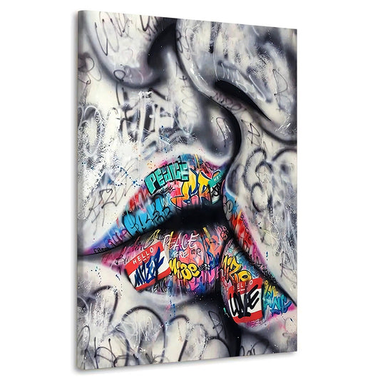 Lippen Wandbild im Street Art Style