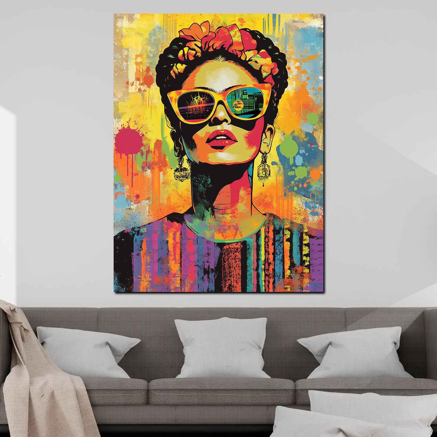 Wandbild stylische Frida mit Sonnenbrille Pop Art