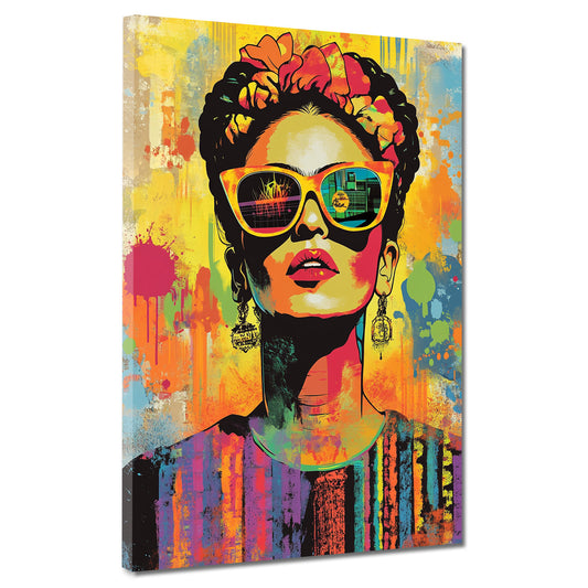 Wandbild stylische Frida mit Sonnenbrille Pop Art