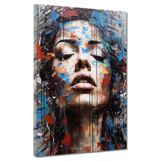 Wandbild wunderschön Splatter Girl, Pop Art schöne Frau